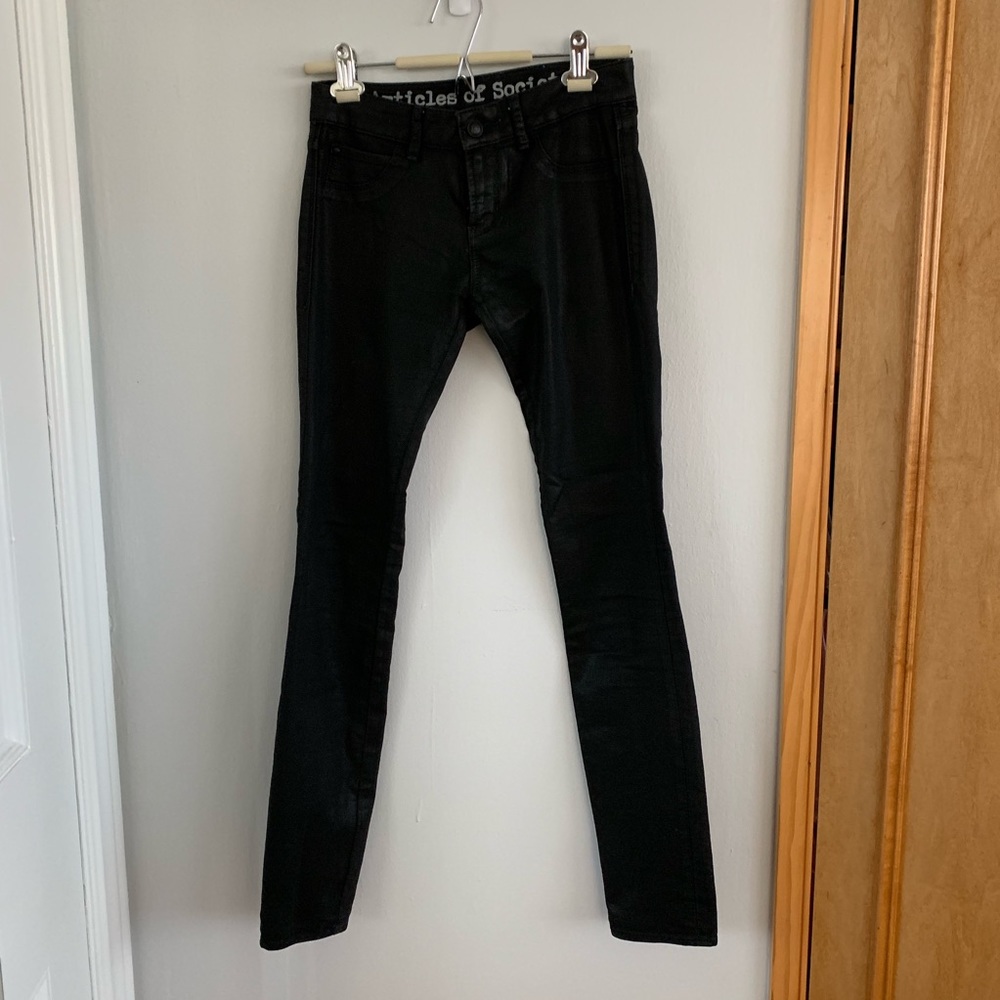 Articles of Society Black Leather Denim